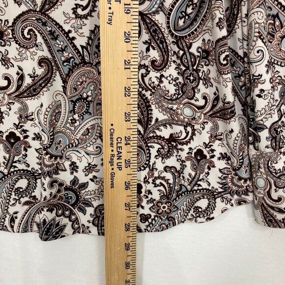 Ann Taylor size XL Brown White Paisley Stretch Knit Long Sleeve Pullover Top - Picture 4 of 9